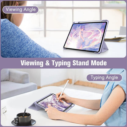 Hybrid Slim Case for Ipad Pro 11-Inch (4Th / 3Rd Generation) 2022/2021 - [Built-In Pencil Holder] Shockproof Cover W/Clear Transparent Back Shell, Also Fit Ipad Pro 11" 2Nd Gen, Lilac Purple